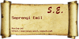 Seprenyi Emil névjegykártya